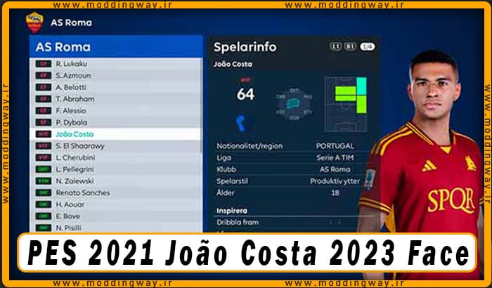 فیس João Costa برای PES 2021