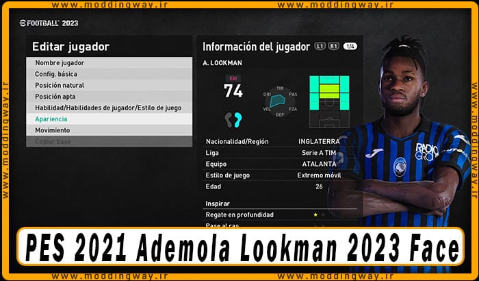 فیس Ademola Lookman برای PES 2021