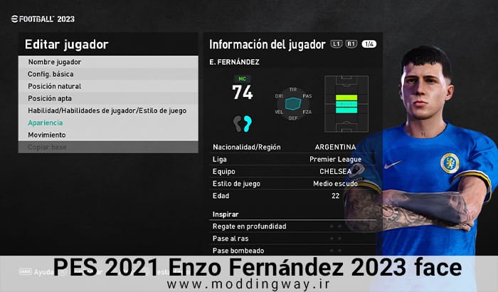 فیس Enzo Fernández برای PES 2021 - آپدیت 11 آذر 1402