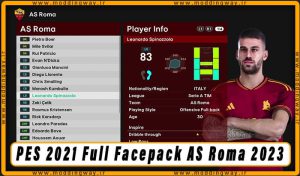 فیس پک AS Roma 23/24 برای PES 2021