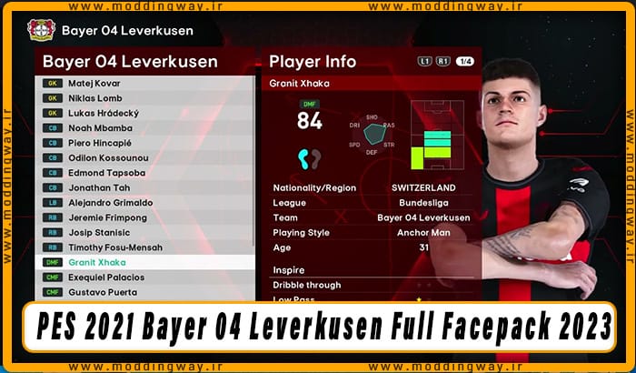 فیس پک Bayer 04 Leverkusen 23/24 برای PES 2021