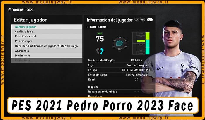 فیس Pedro Porro برای PES 2021