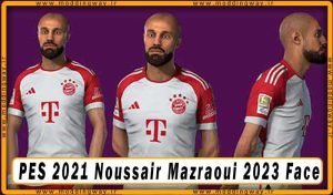 فیس Noussair Mazraoui برای PES 2021 - آپدیت 27 دی 1402