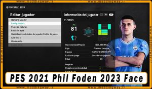 فیس Phil Foden برای PES 2021 - آپدیت 7 بهمن 1402