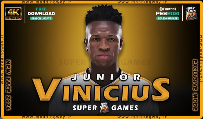 فیس Vinicius Júnior برای PES 2021 - آپدیت 22 دی 1402