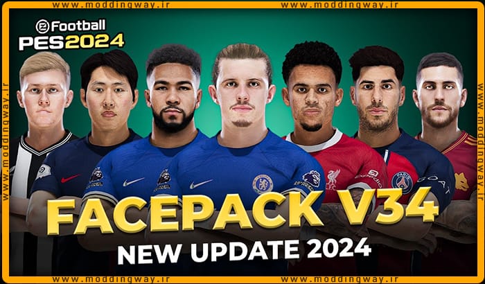 فیس پک New Facepack V34 Season 2023/24 برای PES 2021