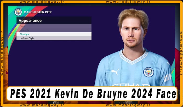 فیس Kevin De Bruyne برای PES 2021 - آپدیت 23 اسفند 1402