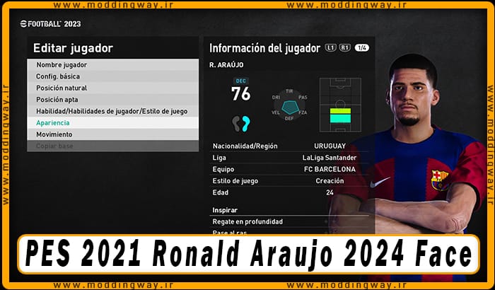 فیس Ronald Araujo برای PES 2021