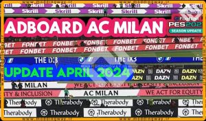 پک ادبورد AC Milan Animated 23/24 برای PES 2021