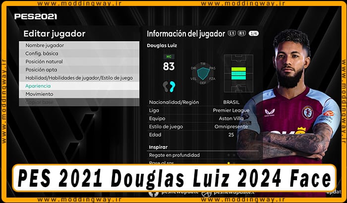 فیس Douglas Luiz برای PES 2021 - آپدیت 26 فروردین ماه 1403