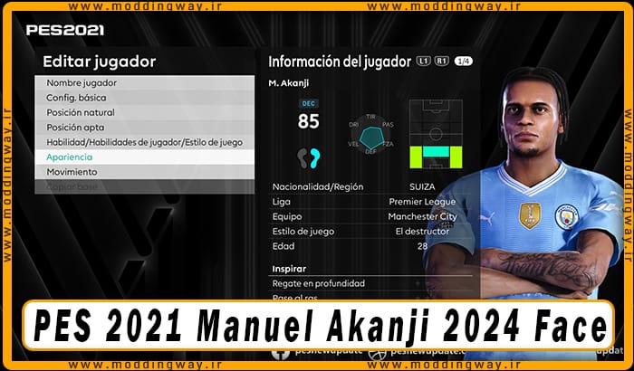 فیس Manuel Akanji برای PES 2021 - آپدیت 27 فروردین 1403