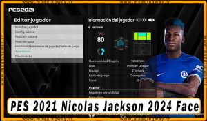 فیس Nicolas Jackson برای PES 2021 - آپدیت 25 فروردین 1403