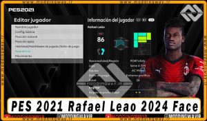 فیس Rafael Leao برای PES 2021 - آپدیت 30 فروردین 1403