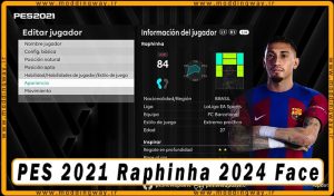 فیس Raphinha برای PES 2021