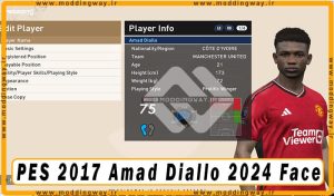 فیس Amad Diallo برای PES 2017