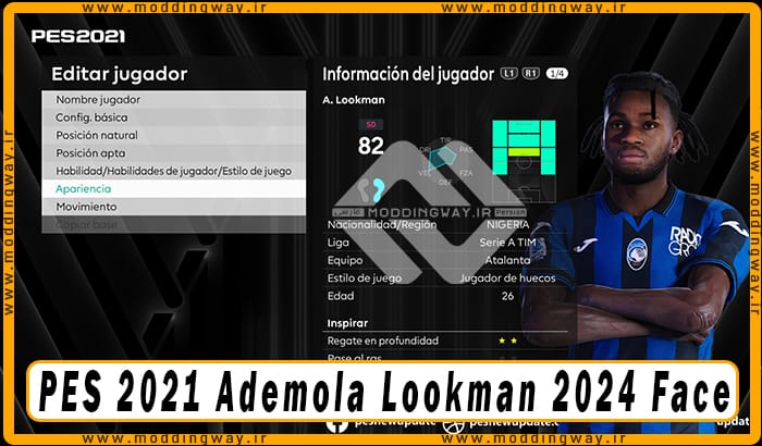 فیس Ademola Lookman برای PES 2021 - آپدیت 7 خرداد 1403