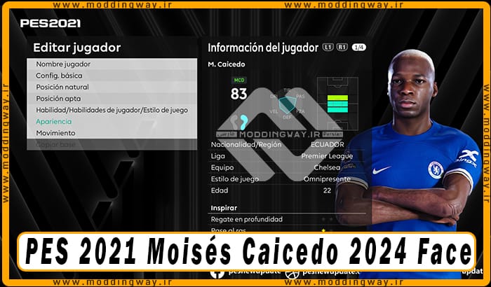 فیس Moisés Caicedo برای PES 2021