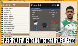 فیس Mehdi Limouchi برای PES 2017