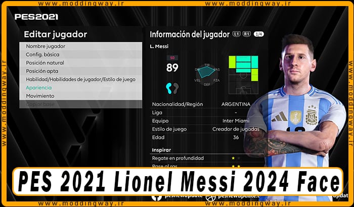 فیس Lionel Messi برای PES 2021 - آپدیت 20 خرداد 1403