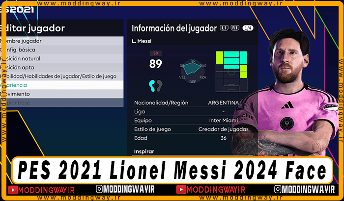 فیس Lionel Messi برای PES 2021 - آپدیت 24 بهمن 1403