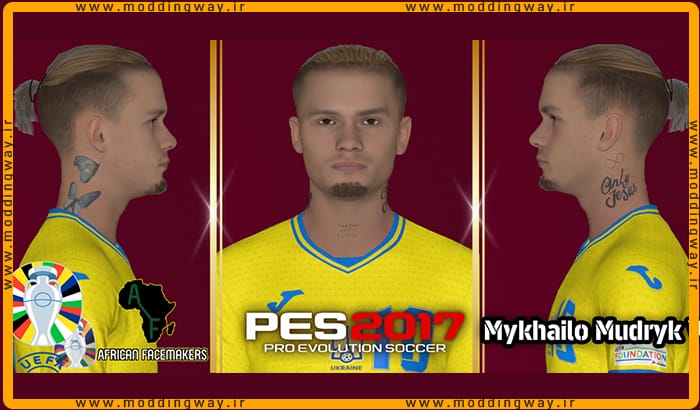 فیس Mykhailo Mudryk برای PES 2017 - آپدیت 11 تیر 1403
