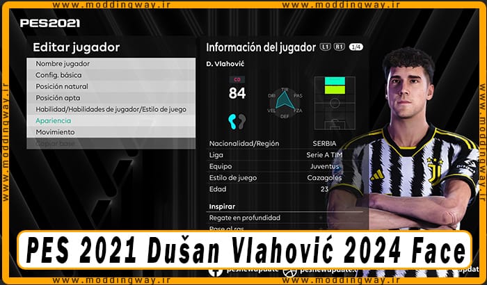 فیس Dušan Vlahović برای PES 2021 - آپدیت 13 تیر 1403