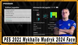 فیس Mykhailo Mudryk برای PES 2021 - آپدیت 6 مرداد 1403