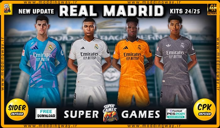 کیت پک Real Madrid 2024-2025 برای PES 2021