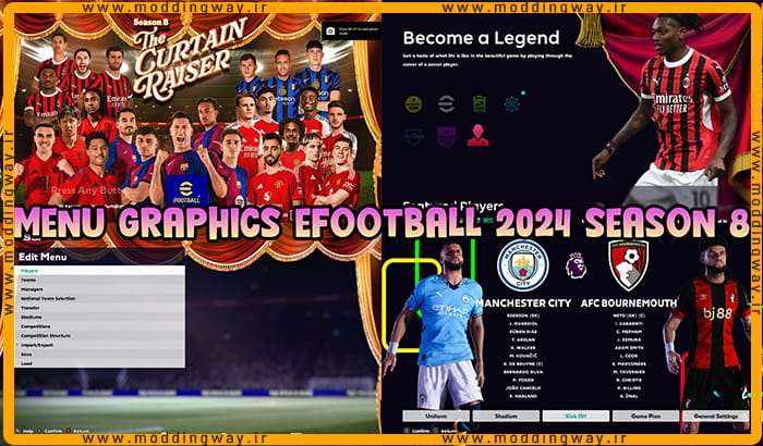 منو گرافیکی EFOOTBALL 2024 SEASON 8