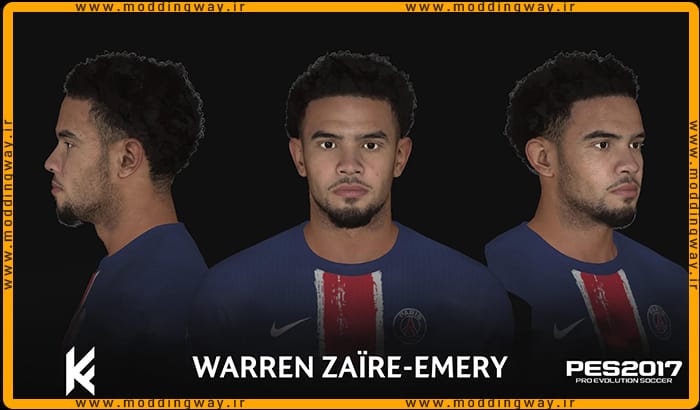 فیس Warren Zaire-Emery برای PES 2017 - آپدیت 9 مهر 1403