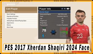 فیس Xherdan Shaqiri برای PES 2017
