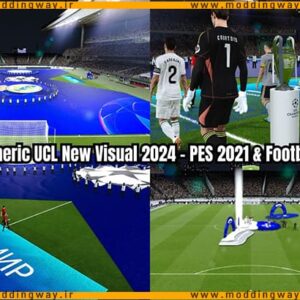 ماد گیت ورودی UCL Update Visual 2024 برای PES 2021 | مودینگ وی