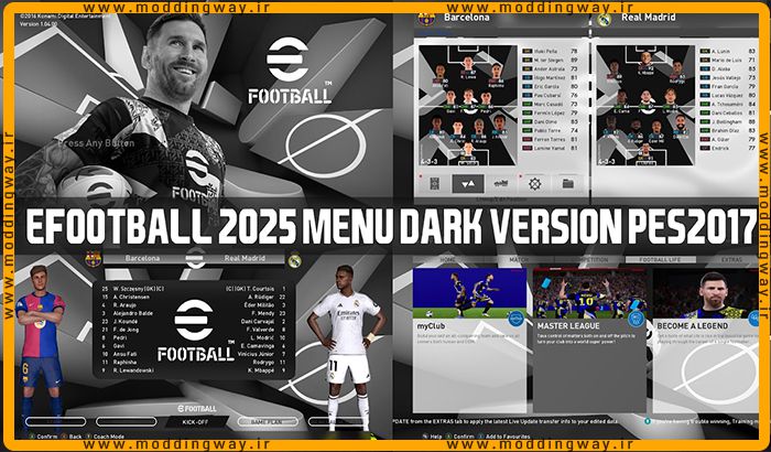 منو گرافیکی eFOOTBALL 2025 DARK VERSION