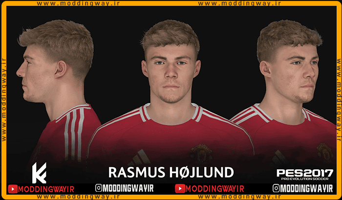 فیس Rasmus Hojlund برای PES 2017 - آپدیت 7 اسفند 1403