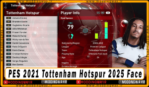 فیس پک Tottenham Hotspur 2025 برای PES 2021