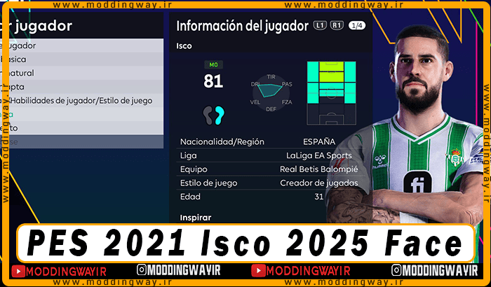 فیس Isco برای PES 2021 - آپدیت 22 اسفند 1403