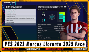 فیس Marcos Llorente برای PES 2021 - آپدیت 30 اسفند 1403