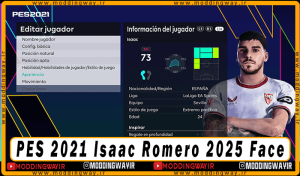 فیس Isaac Romero برای PES 2021 + تتو