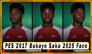 فیس Bukayo Saka برای PES 2017 - آپدیت 25 اردیبهشت 1404