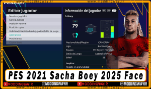 فیس Sacha Boey برای PES 2021 - آپدیت 25 اردیبهشت 1404