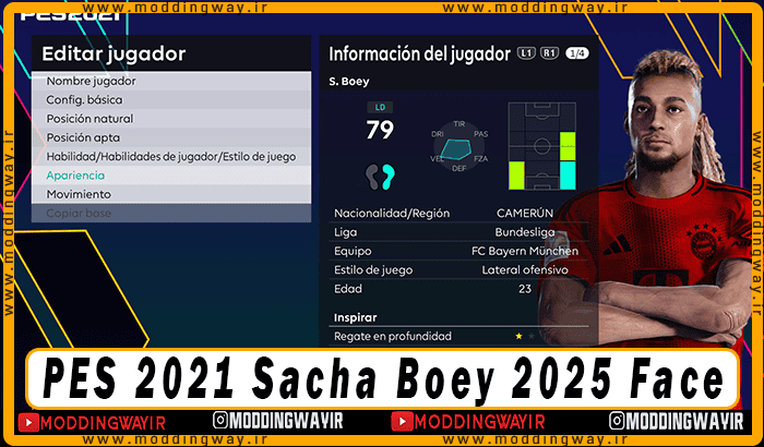 فیس Sacha Boey برای PES 2021 - آپدیت 25 اردیبهشت 1404