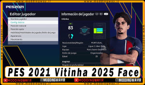 فیس Vitinha برای PES 2021 - آپدیت 29 اردیبهشت 1404