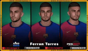 فیس Ferran Torres برای PES 2017 - آپدیت 12 خرداد 1404