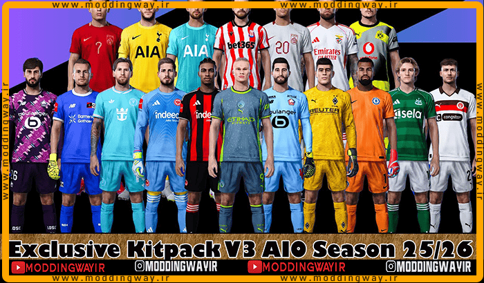 کیت پک Exclusive V3 Season 25-26 برای PES 2021
