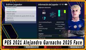 فیس Alejandro Garnacho برای PES 2021 - آپدیت 22 شهریور 1404