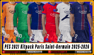 کیت پک Paris Saint-Germain 2025-2026 برای PES 2021