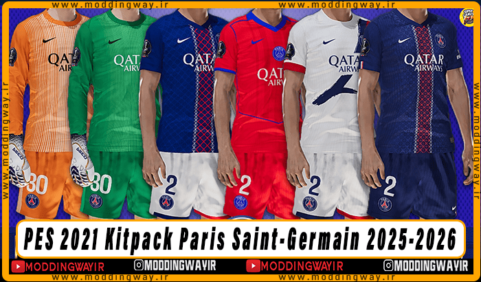 کیت پک Paris Saint-Germain 2025-2026 برای PES 2021