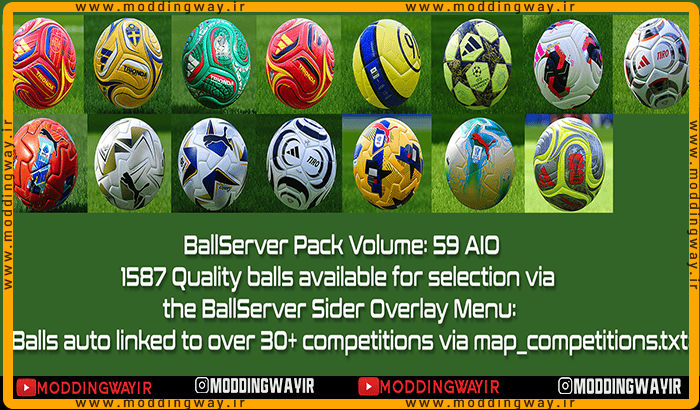 دانلود پک BallServer V59 برای PES 2021 - توپ فصل 2025/26
