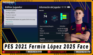 فیس Fermín López برای PES 2021 - آپدیت 8 آذر 1404