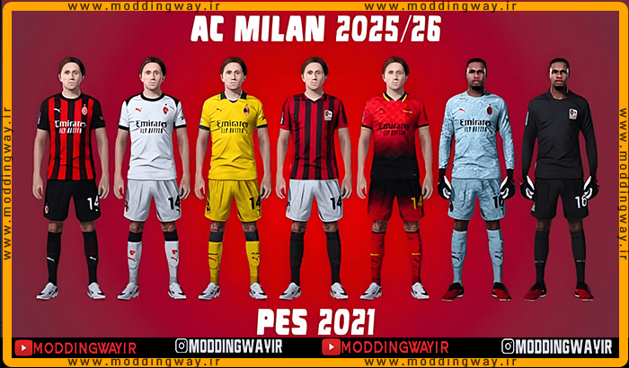 کیت پک AC Milan 2025-2026 برای PES 2021